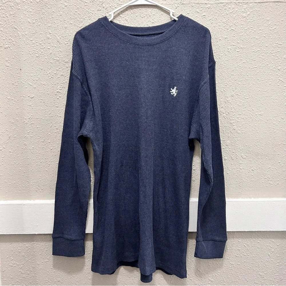 Rugby University Blue Waffle Knit Long Sleeve Top XL